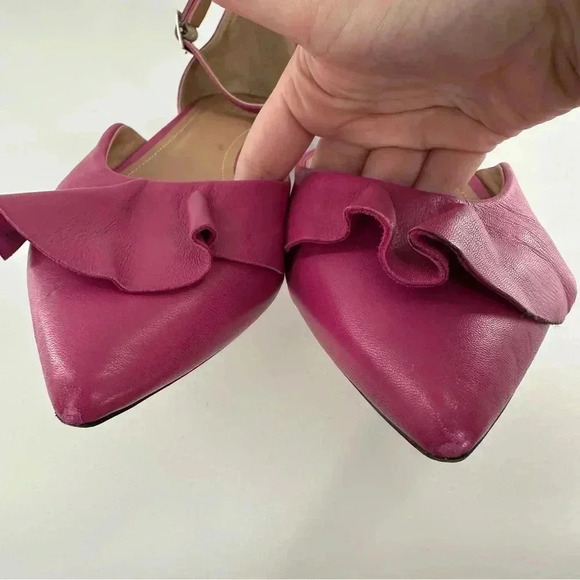 Lewit Alesia womens flats size 39 pink fuchsia Italian leather pointy toe dorsay - Picture 12 of 15